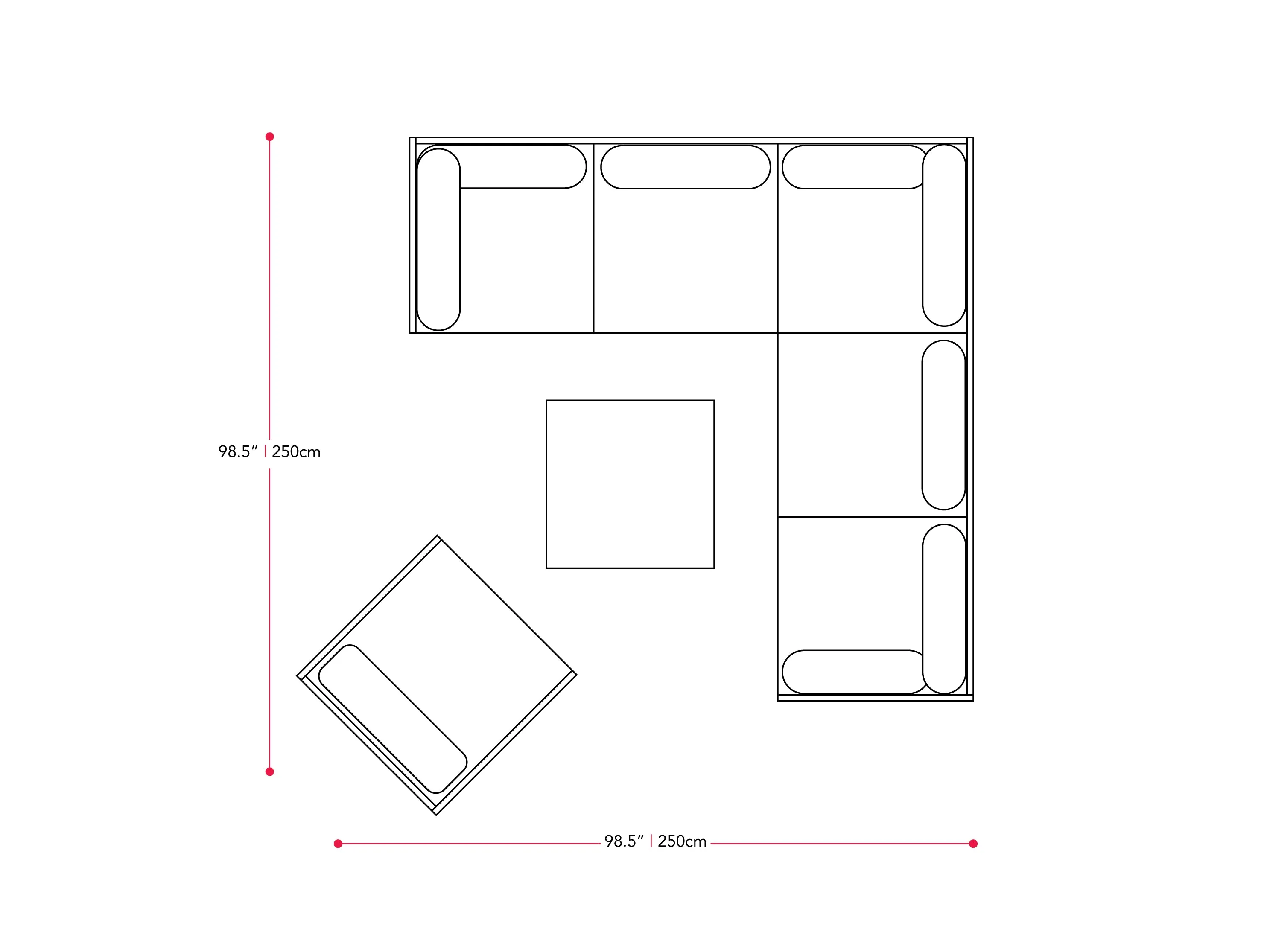 Grey and Blue L Shaped Outdoor Sectional 7pc