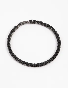 Gunmetal Cubic Zirconia Round Cup Chain Bracelet