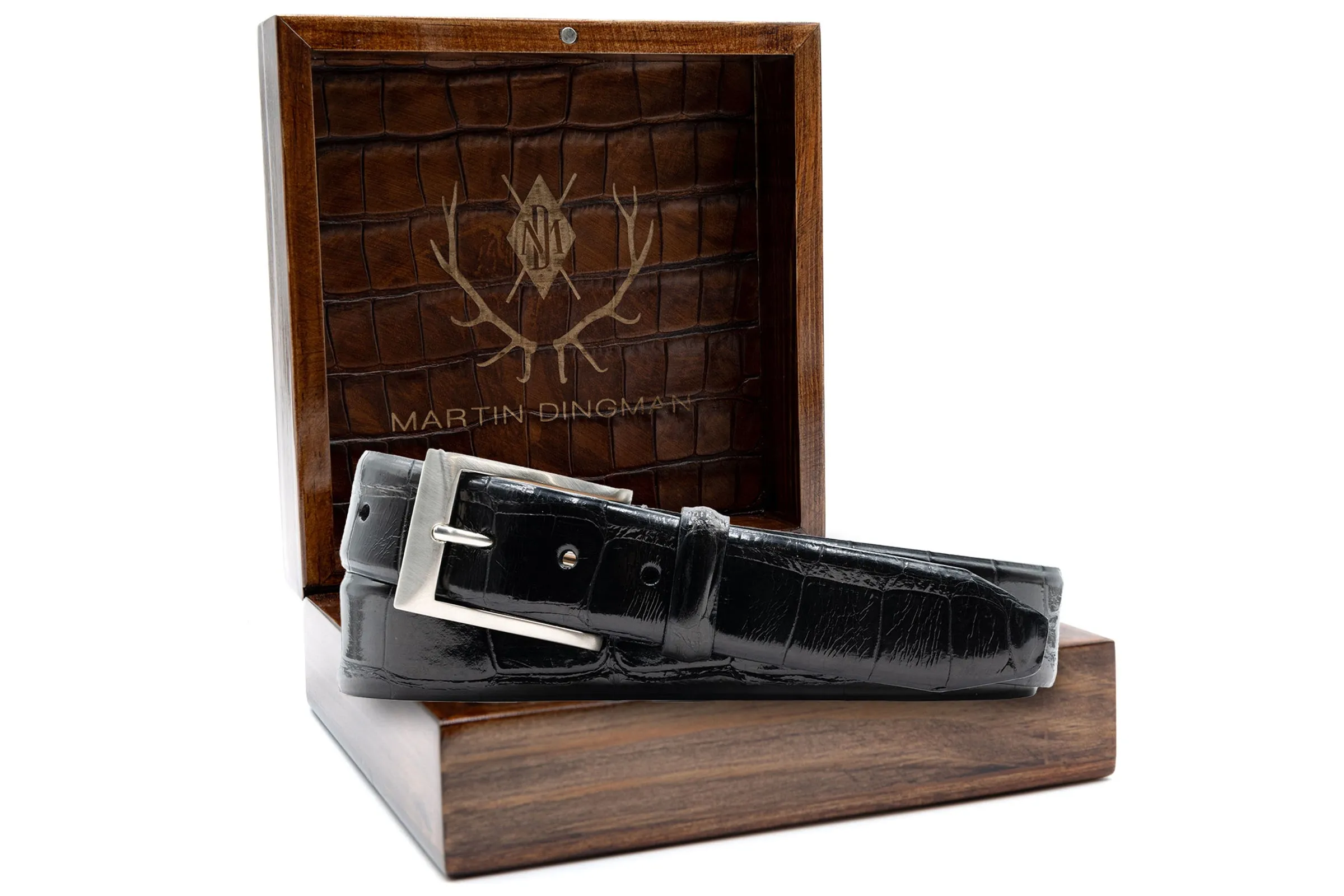 Hand Glazed American Alligator Belt - Black