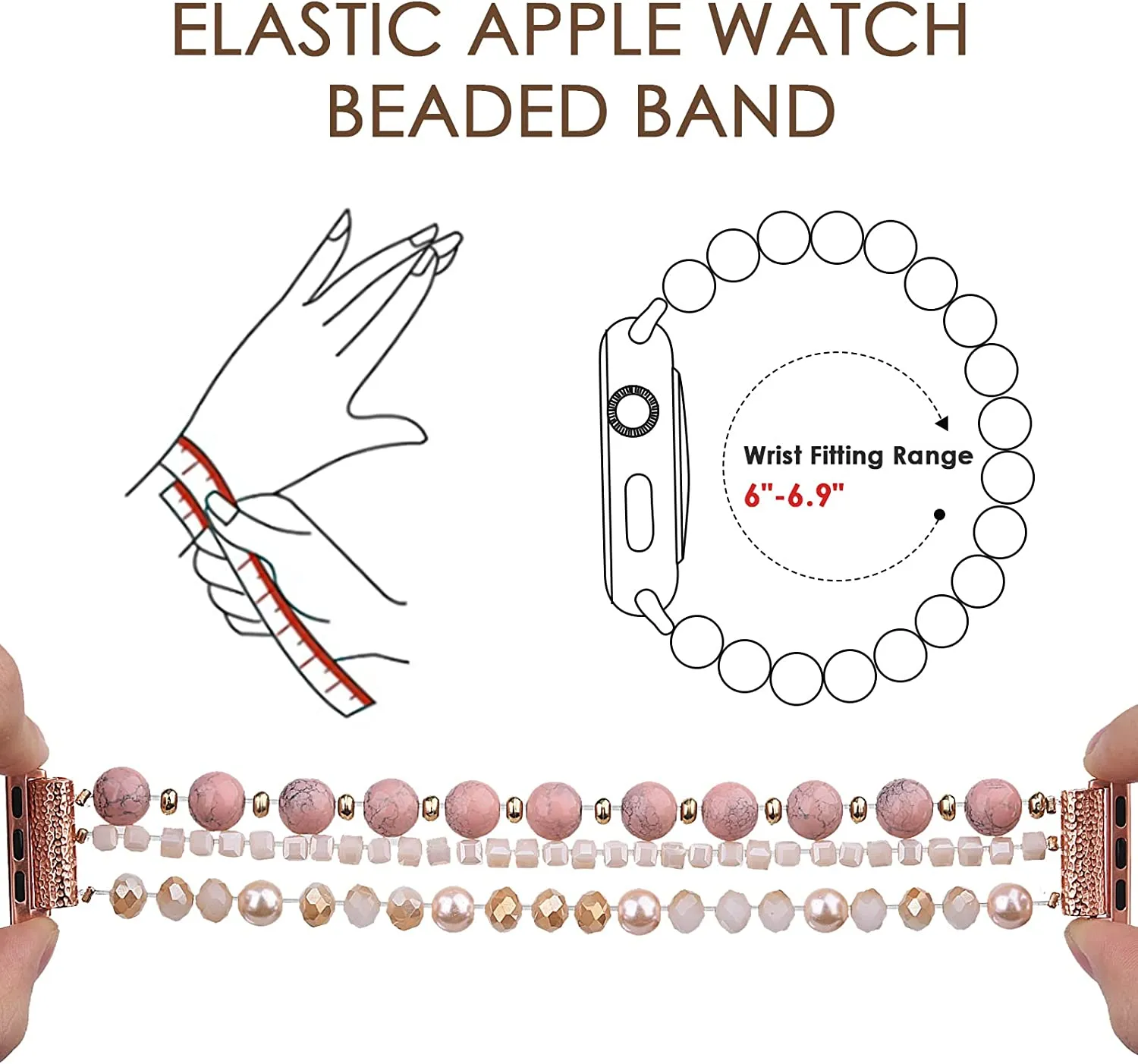 Handmade Beaded Stretchable Band for Apple Watch-Assorted Styles