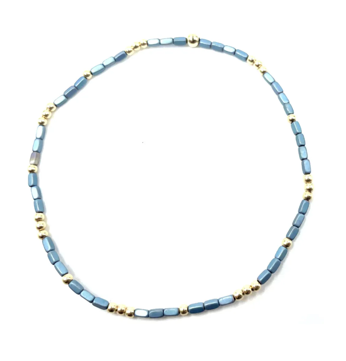 Harbor Bracelet in blue and Gold filled Beads