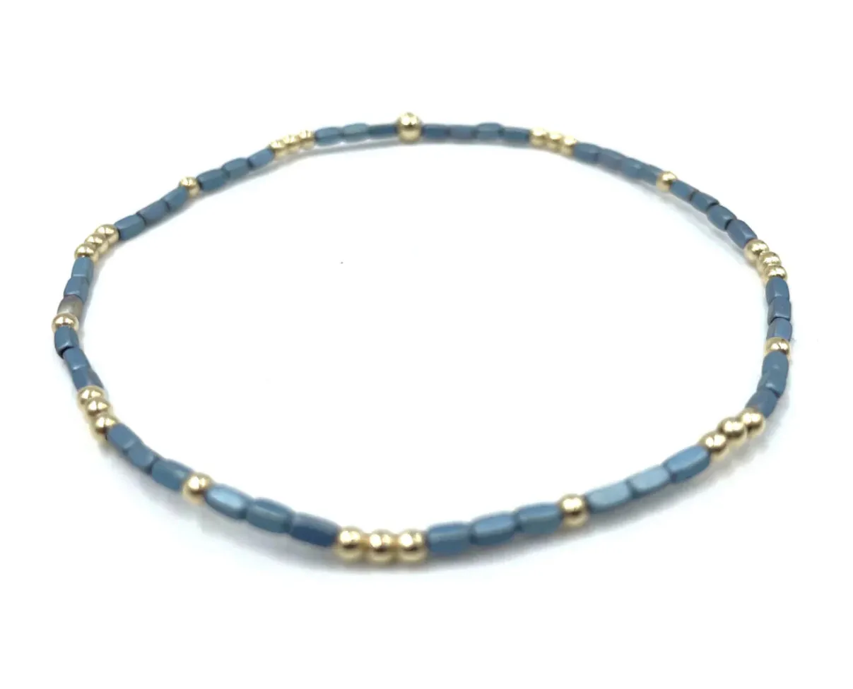 Harbor Bracelet in blue and Gold filled Beads