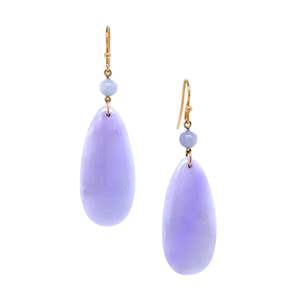 Jadeite & Yellow Gold Earrings - "Lavender"