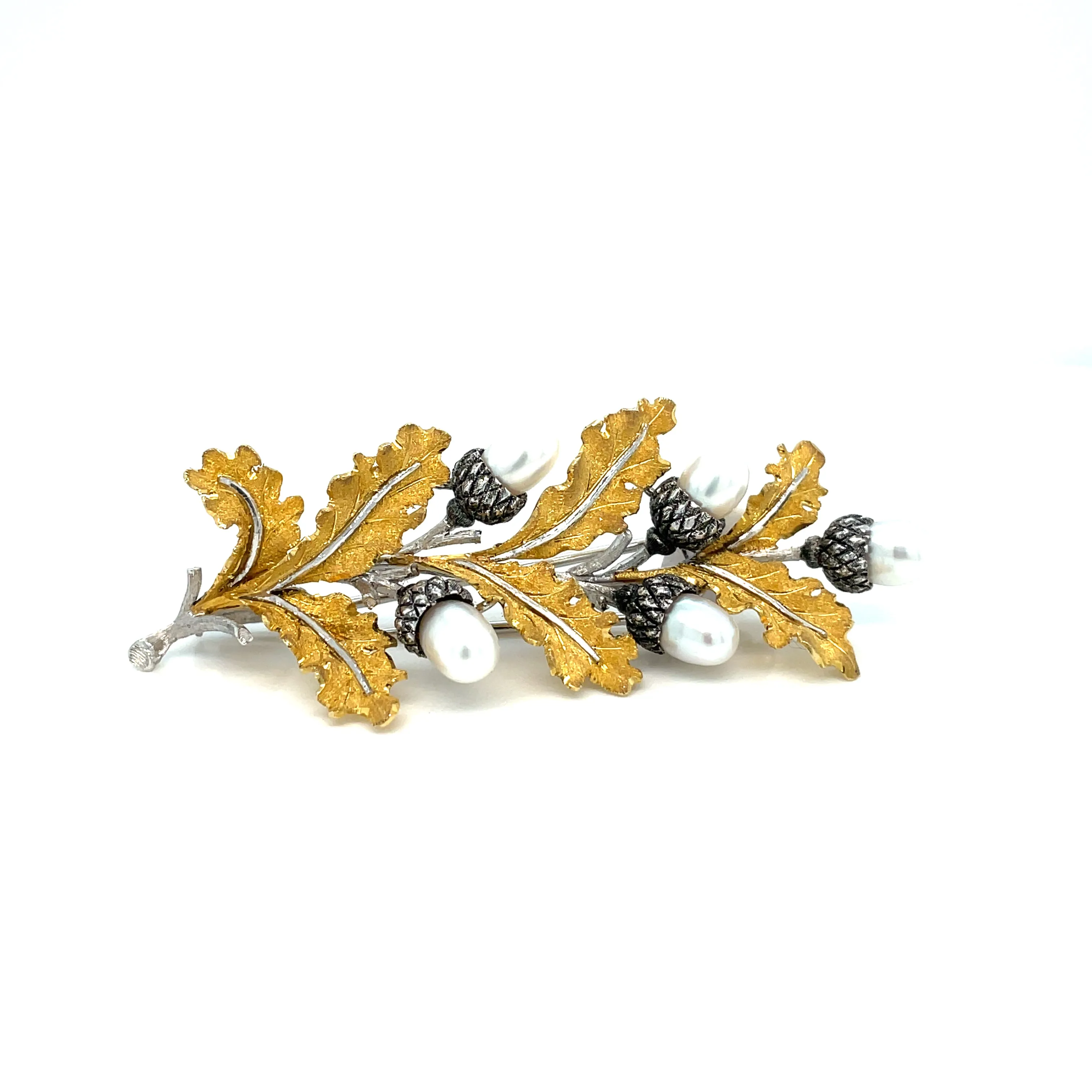 Mario Buccellati Pearls Floral Design Gold Brooch