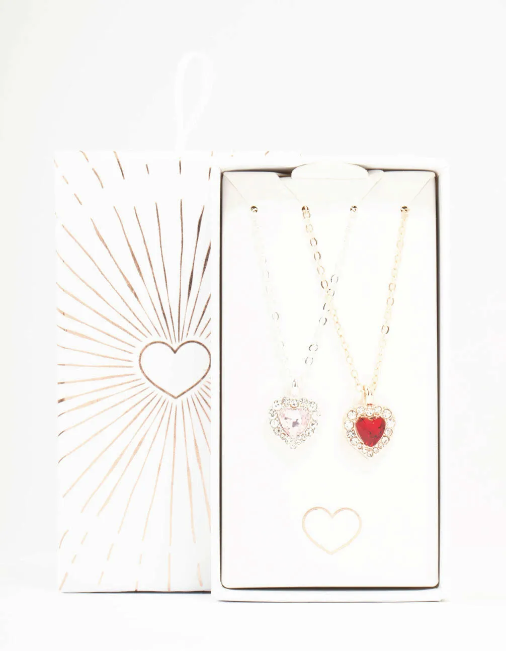 Mixed Metal Heart Halo Necklaces 2-Pack