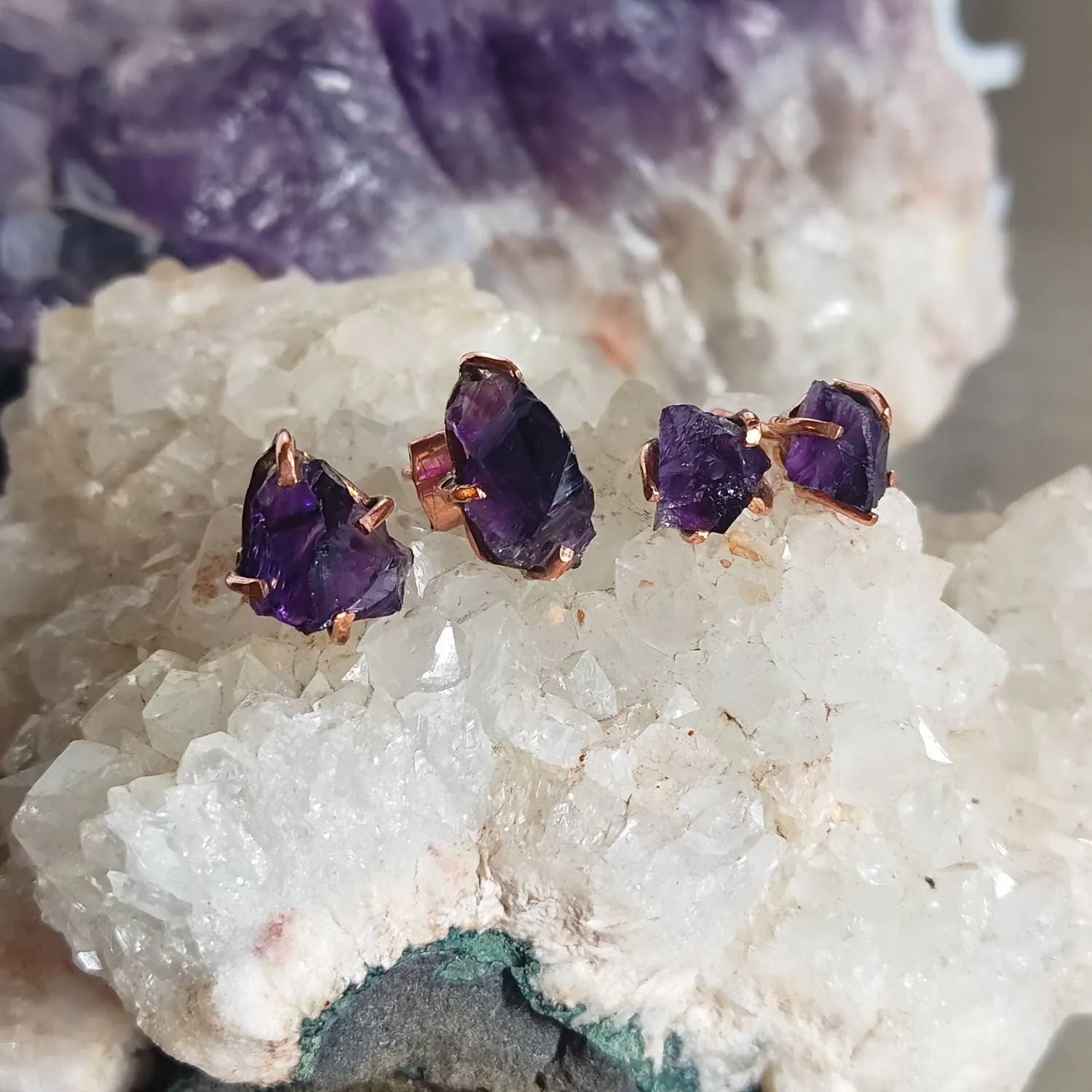 Mommy and Me Raw Amethyst Earrings