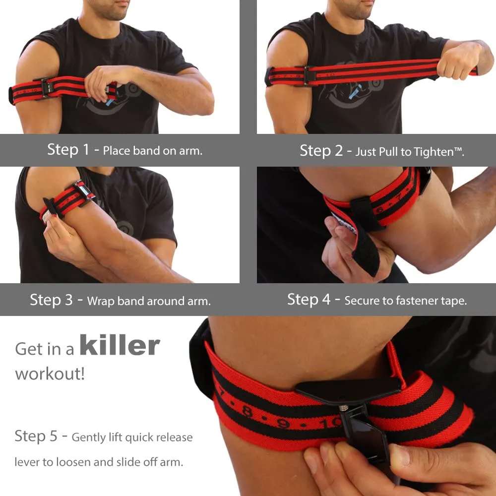 Occlusion Training Bands by BFR Bands PRO X Model, 2 Pack, Blood Flow Restriction Bands with Research-Backed 2" Width - Pull to Tighten   Quick-Release   Pinch Free Buckle, Multiple Patents Pending