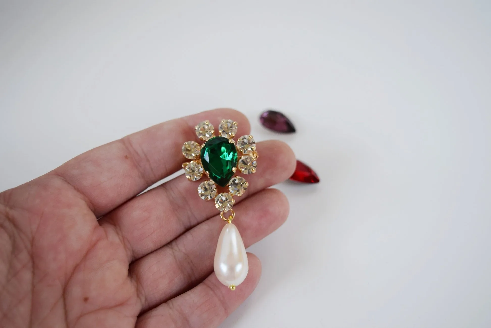 Pear Cluster Dangle Brooch