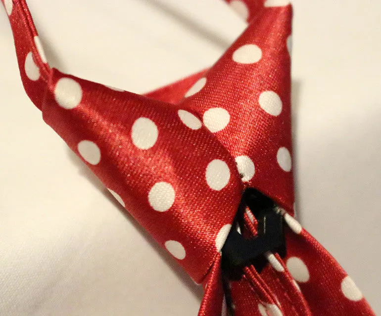 Red Dotted Kids Zipper Tie with Large White Dots