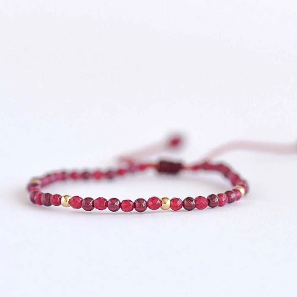 Red Garnet Adjustable Gemstone Bracelet