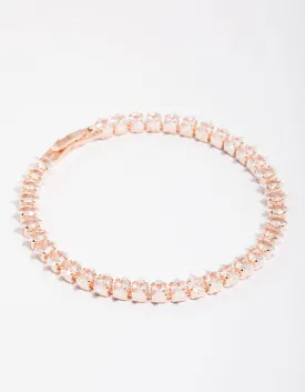 Rose Gold Cubic Zirconia Navette Tennis Bracelet