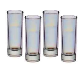 Set Of 4 Iridescent Tall Shot Glasses