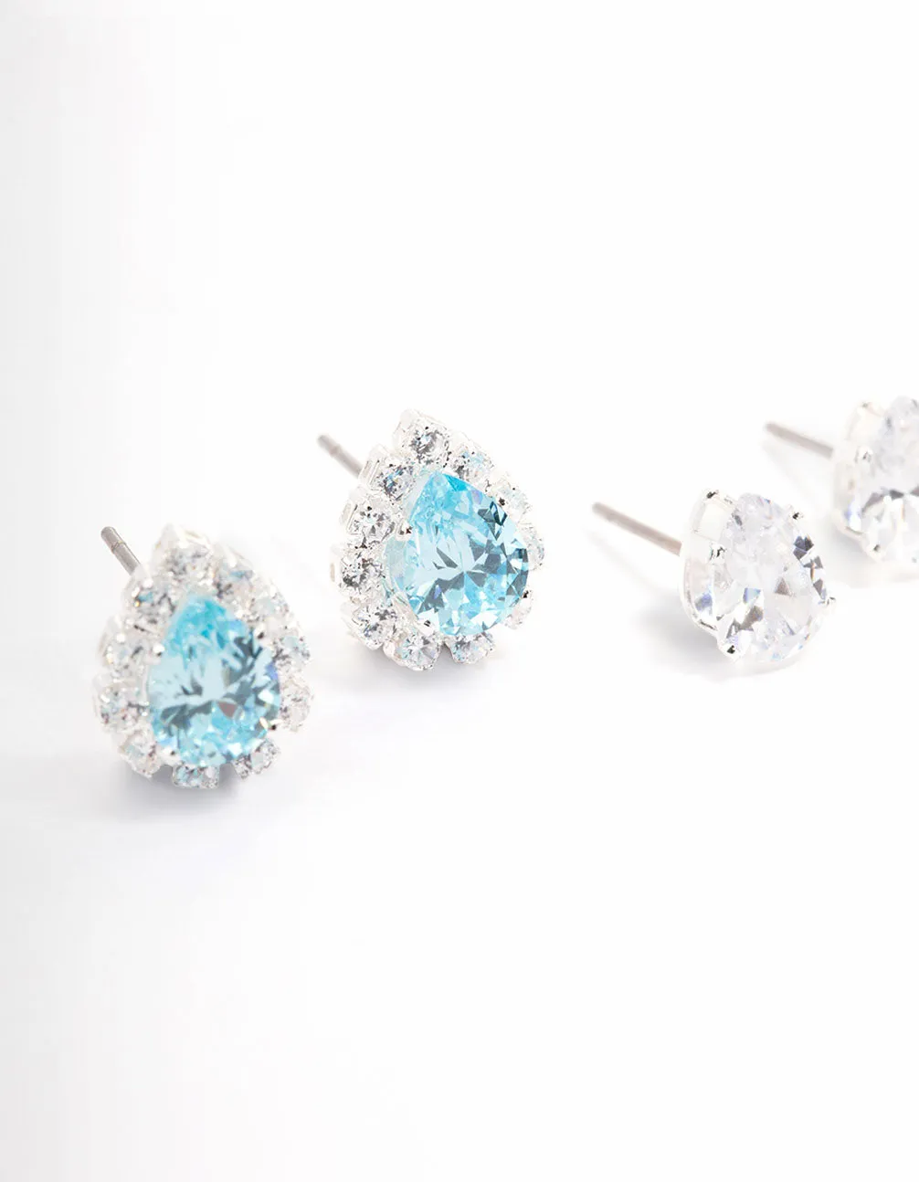 Silver Fancy Cubic Zirconia Pear Earring Pack