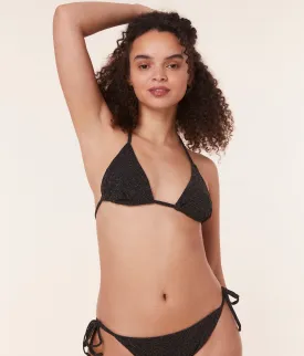 The String Bikini Top - Lurex Rib - Black