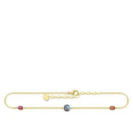 Thomas Sabo Anklet Colourful Stones, Gold