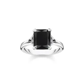 Thomas Sabo Black Stone Silver Ring - Size: 50