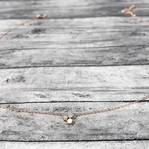 Tiny Opal & Crystal Trio Necklace (ROSE GOLD, GOLD OR SILVER)