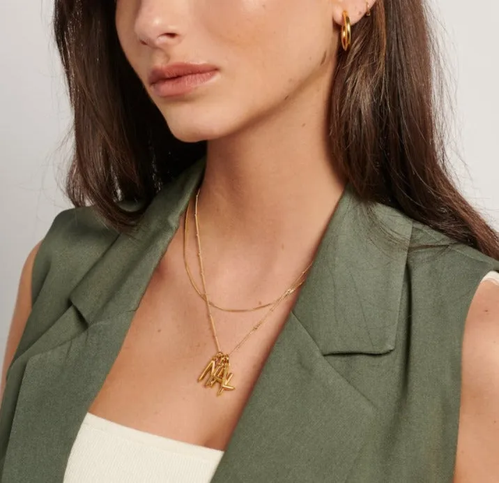 Triple Initial Necklace - Gold