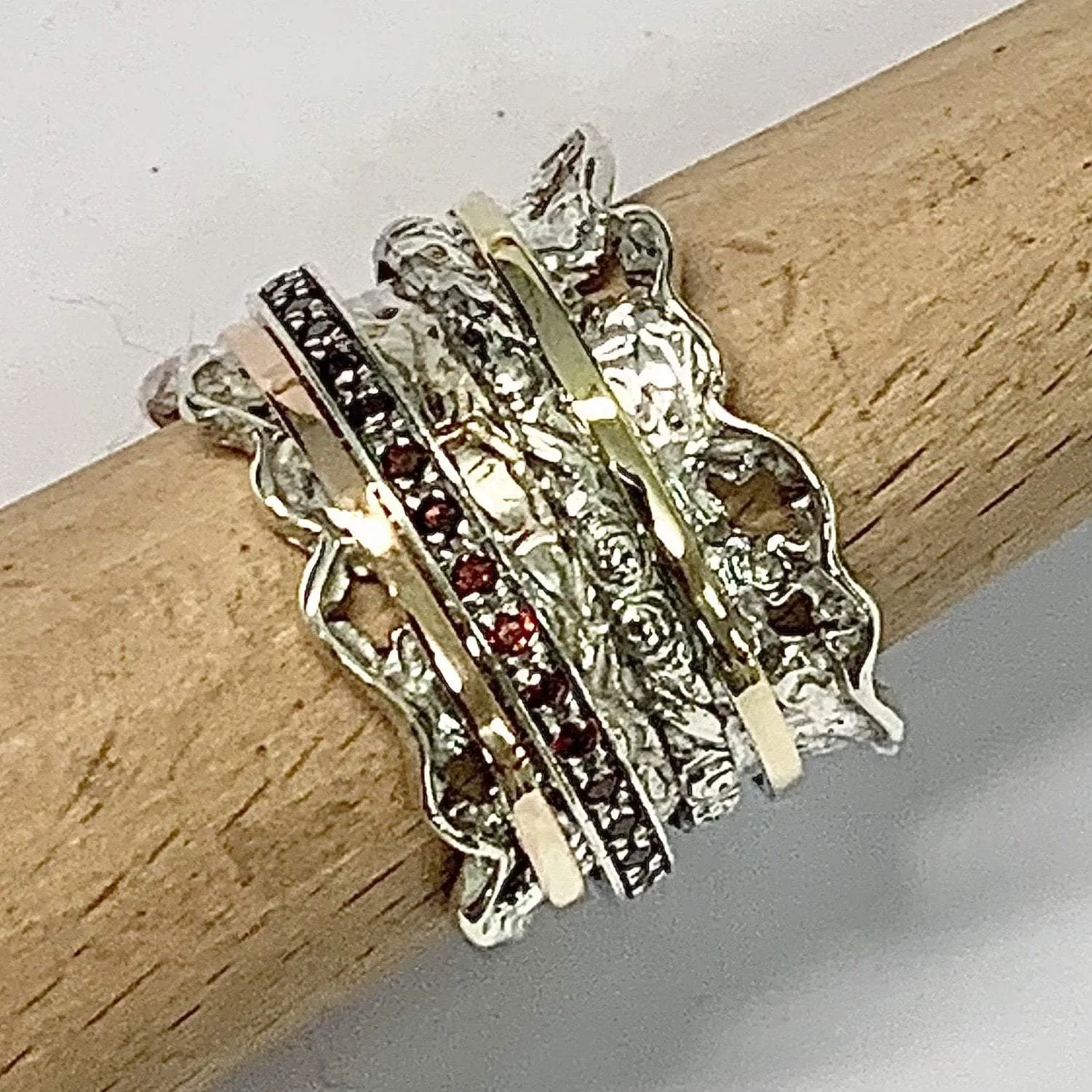 Unique spinner rings fidget ring womens Silver Gold Spinner ring