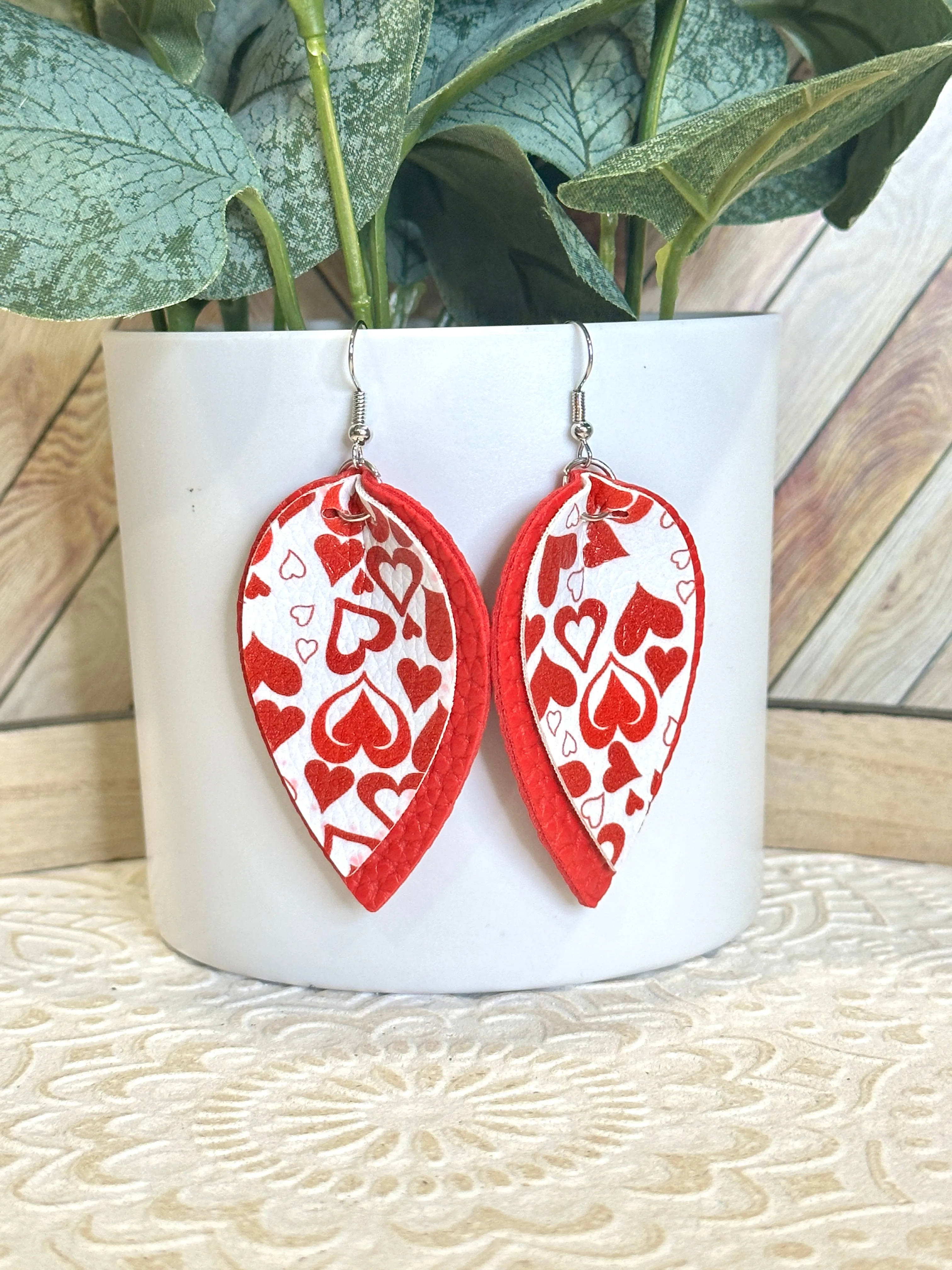 Valentines Faux Leather Earrings