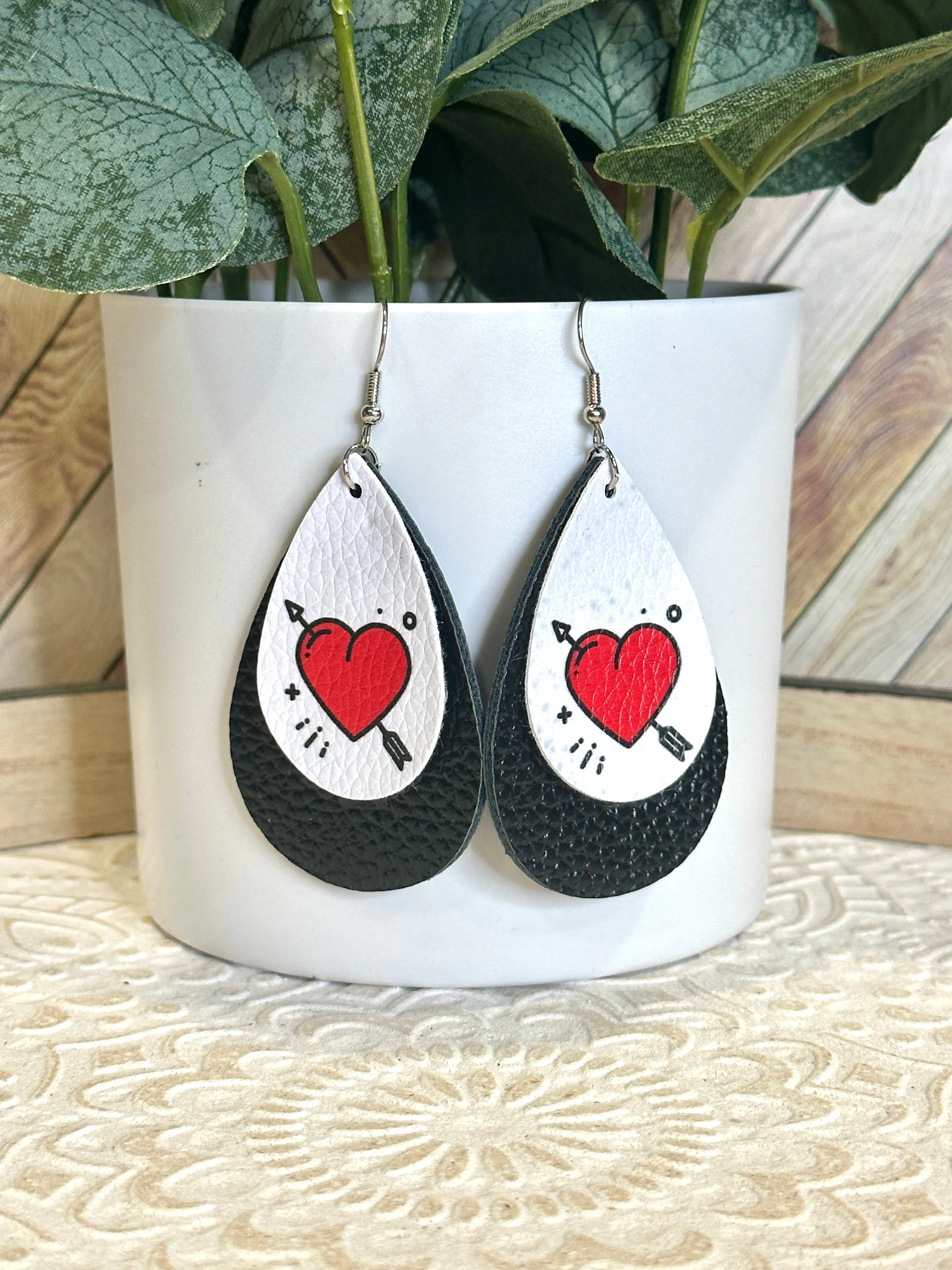 Valentines Faux Leather Earrings