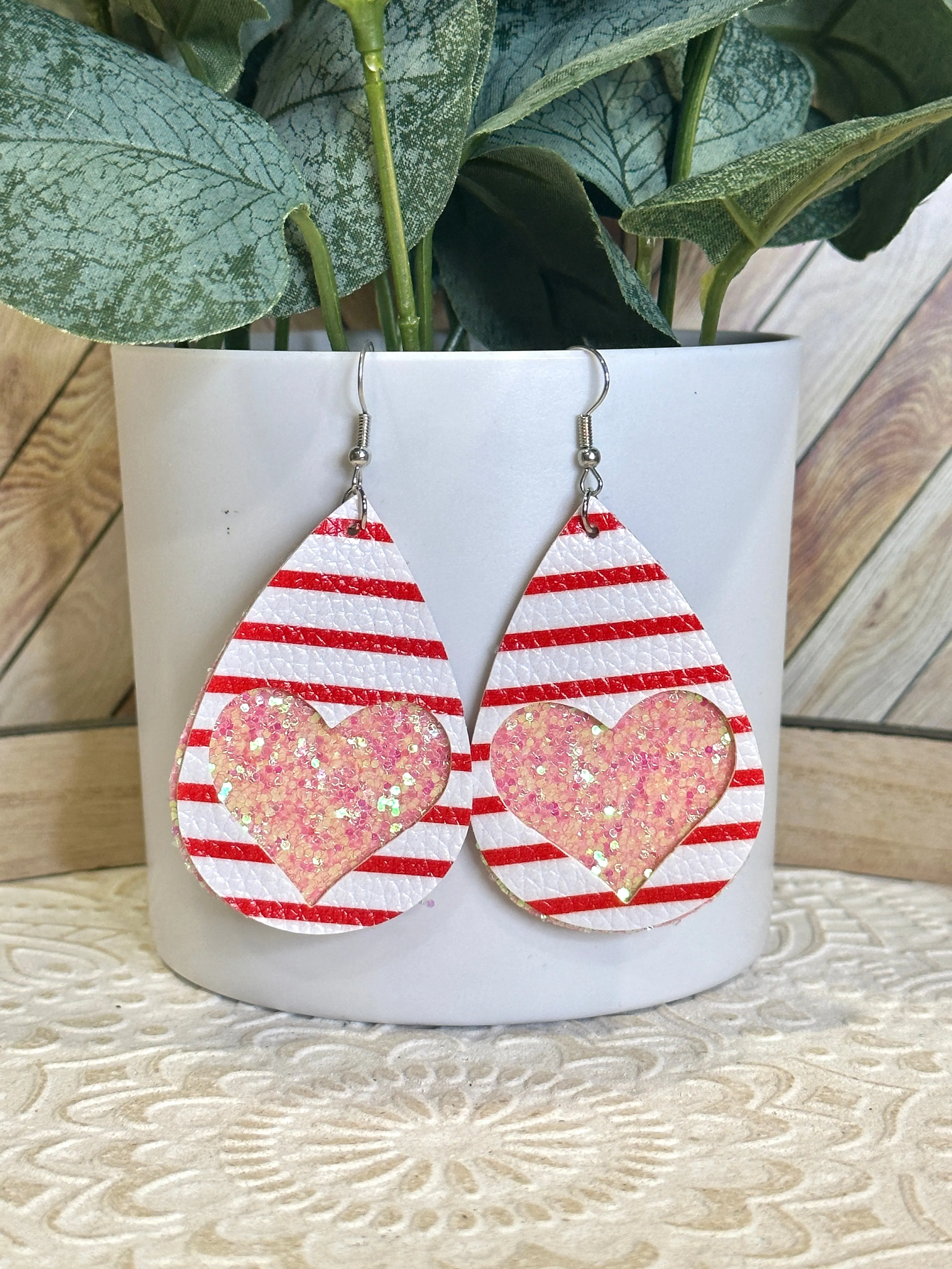 Valentines Faux Leather Earrings