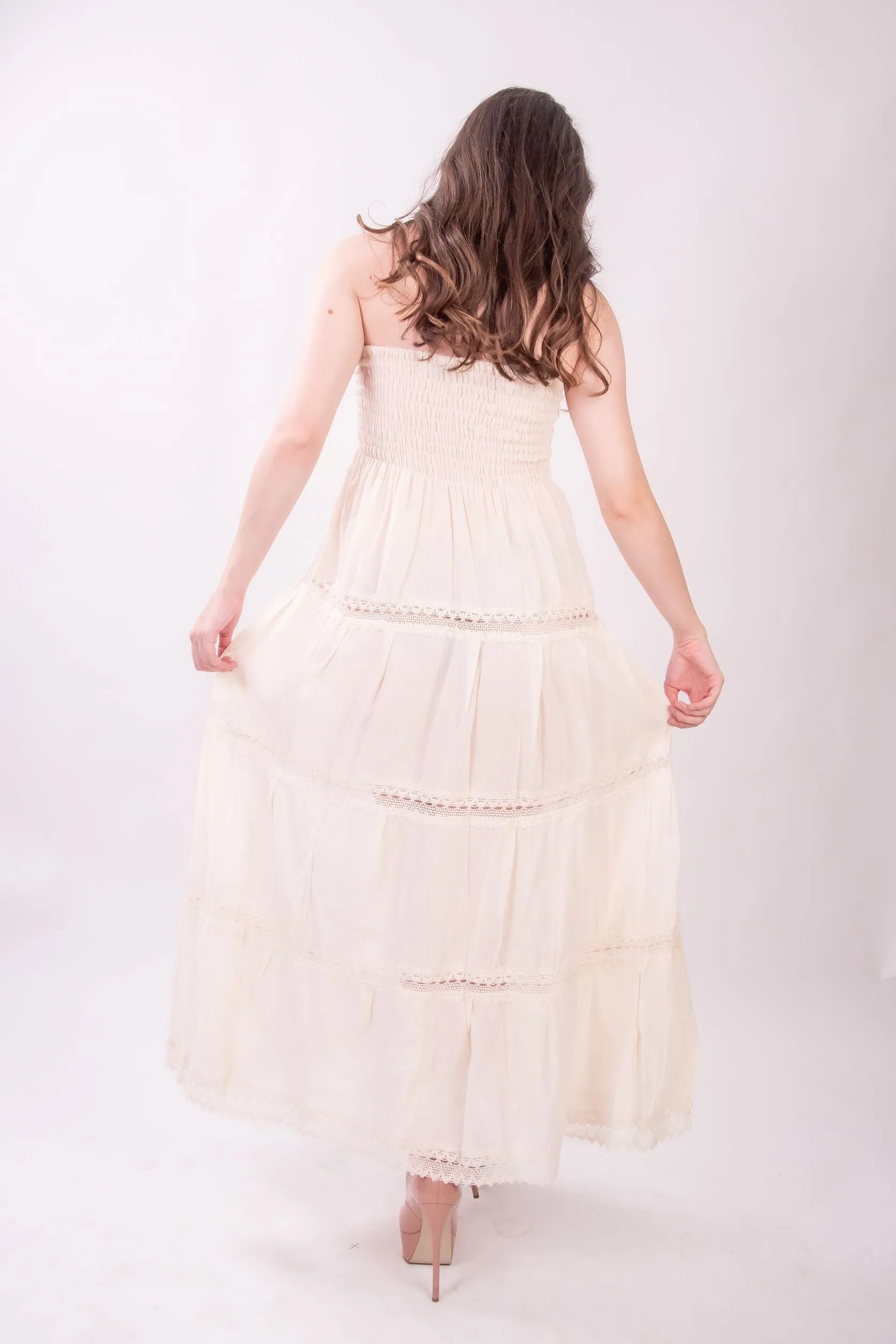 Vallarta Cream Strapless Maxi Dress