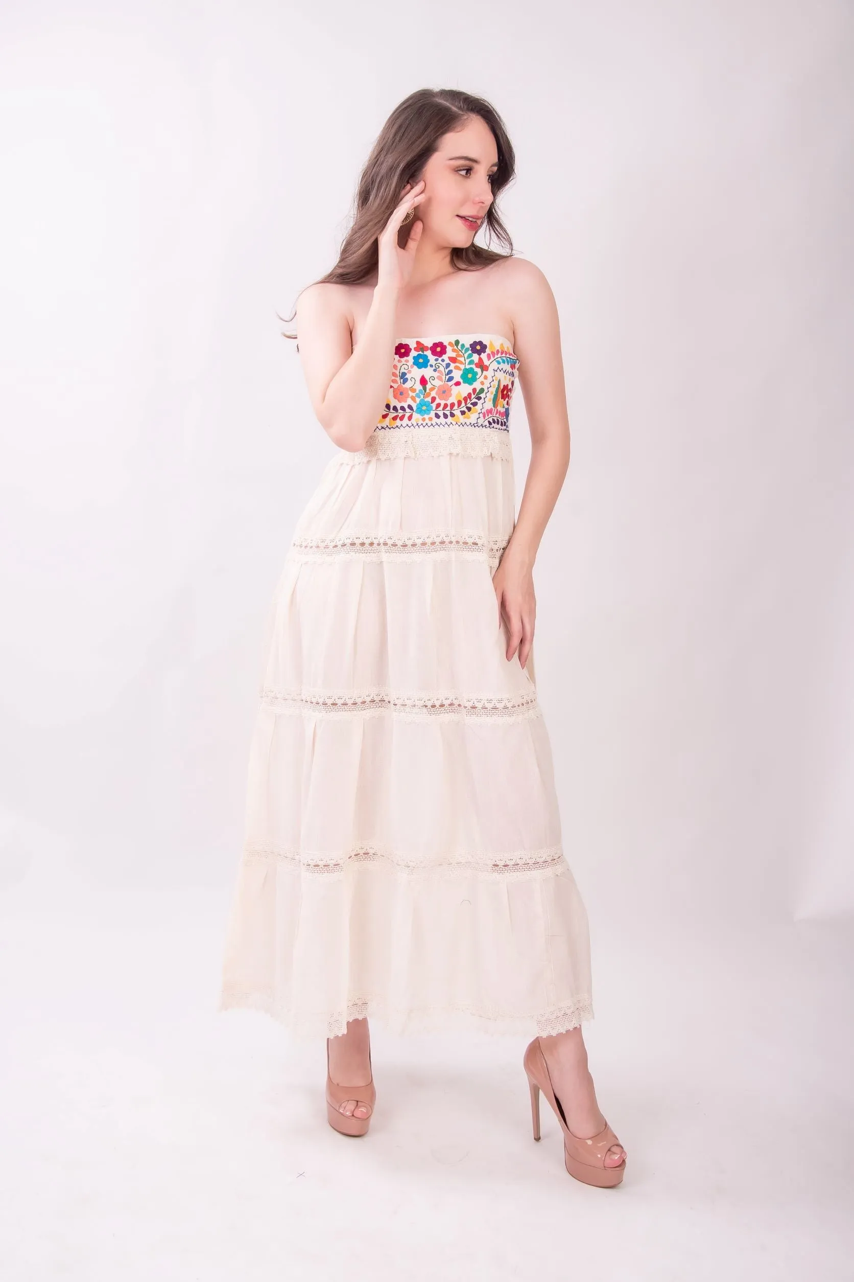 Vallarta Cream Strapless Maxi Dress