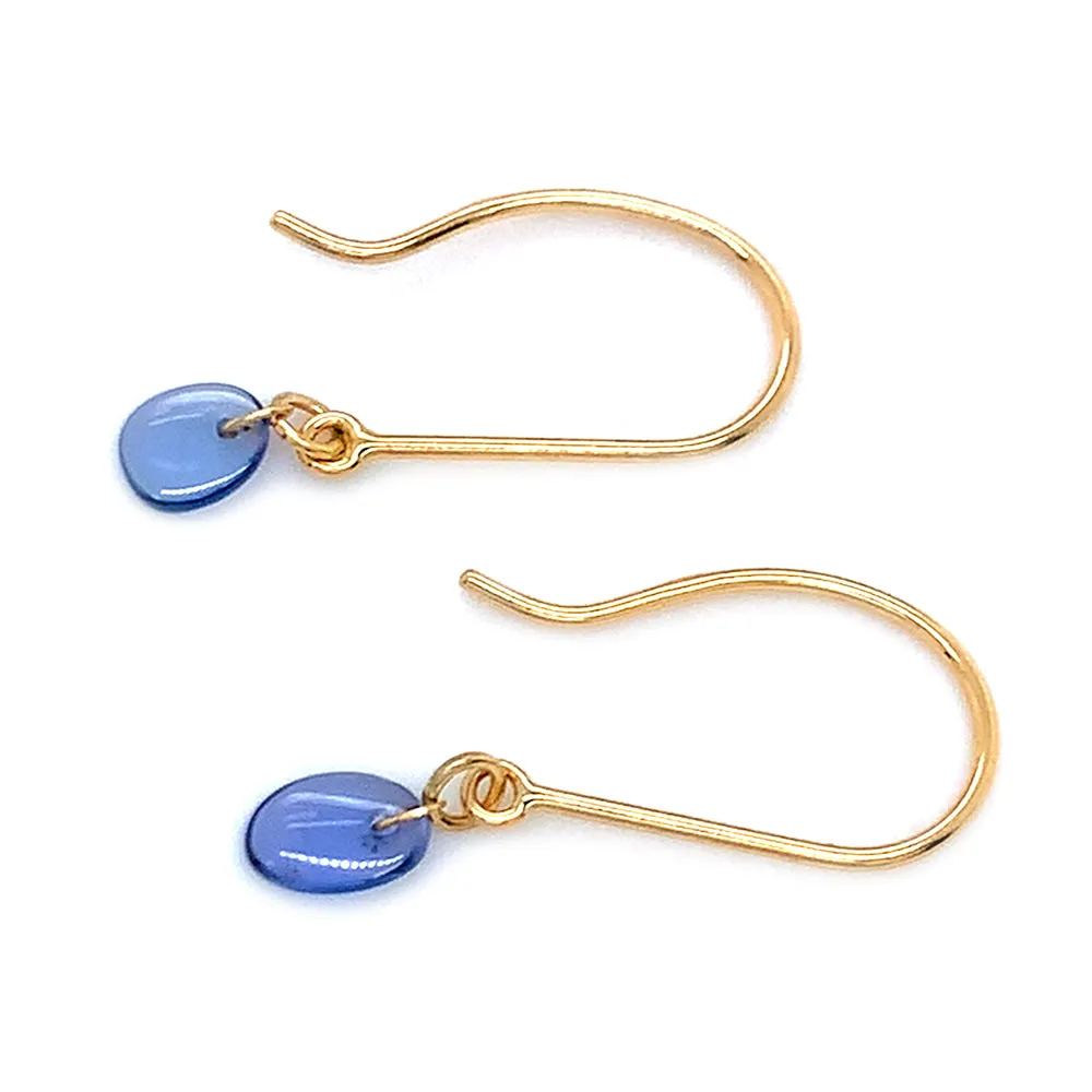 Yogo Sapphire & Yellow Gold Earrings - "Raining Freeform"